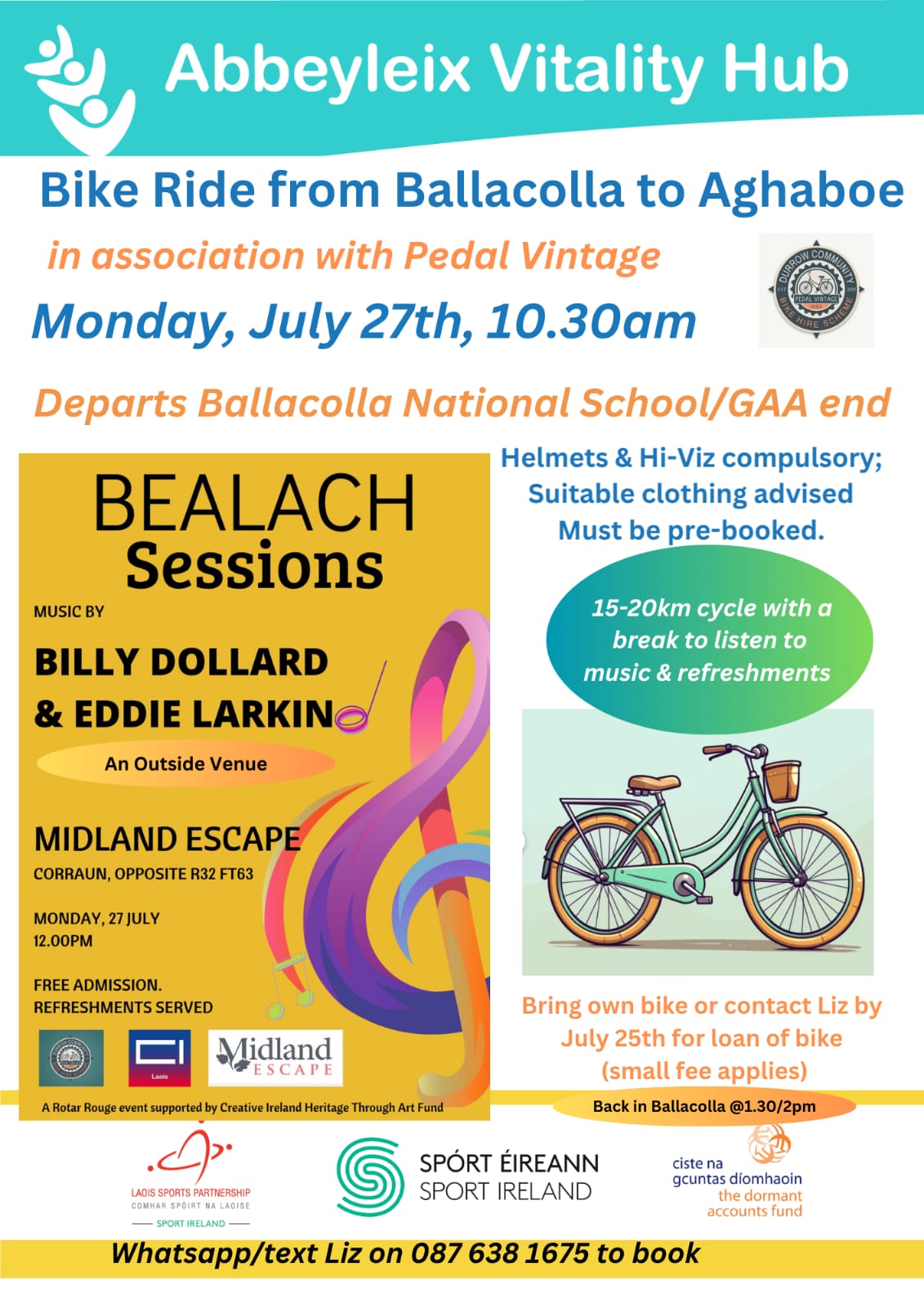 Bike Ride from Ballacolla to Aghaboe Monday 27th July